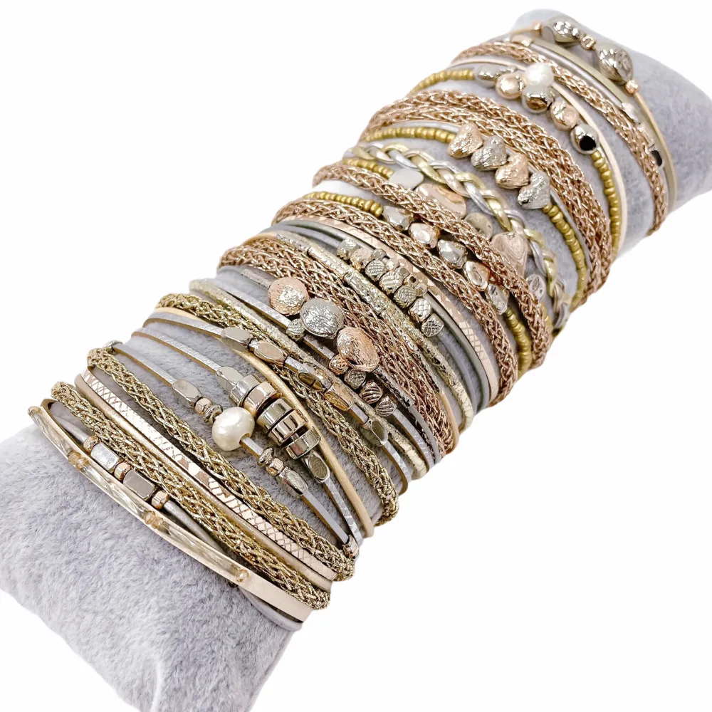 10Pz Bracciali +Cuscino in Omaggio - BPM176-183-Multifili con Charmes-10 Pz Bracciali