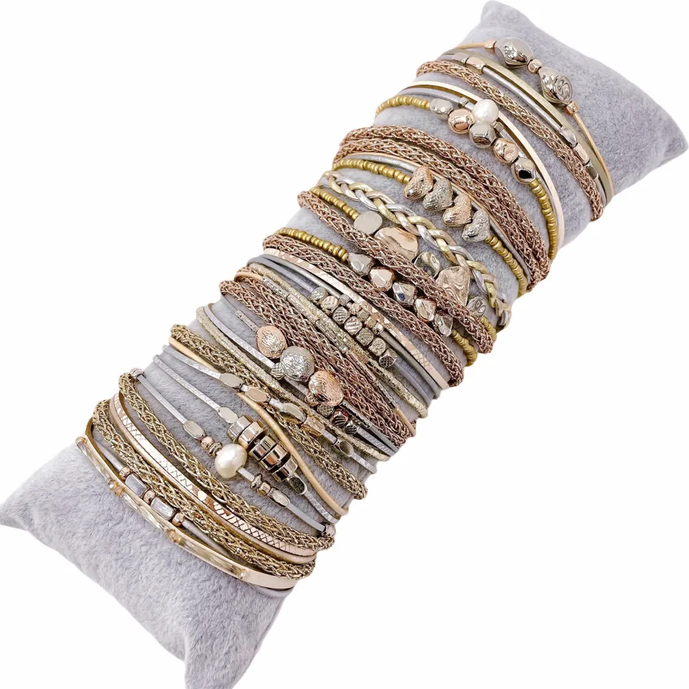 10Pz Bracciali +Cuscino in Omaggio - BPM176-183-Multifili con Charmes-10 Pz Bracciali