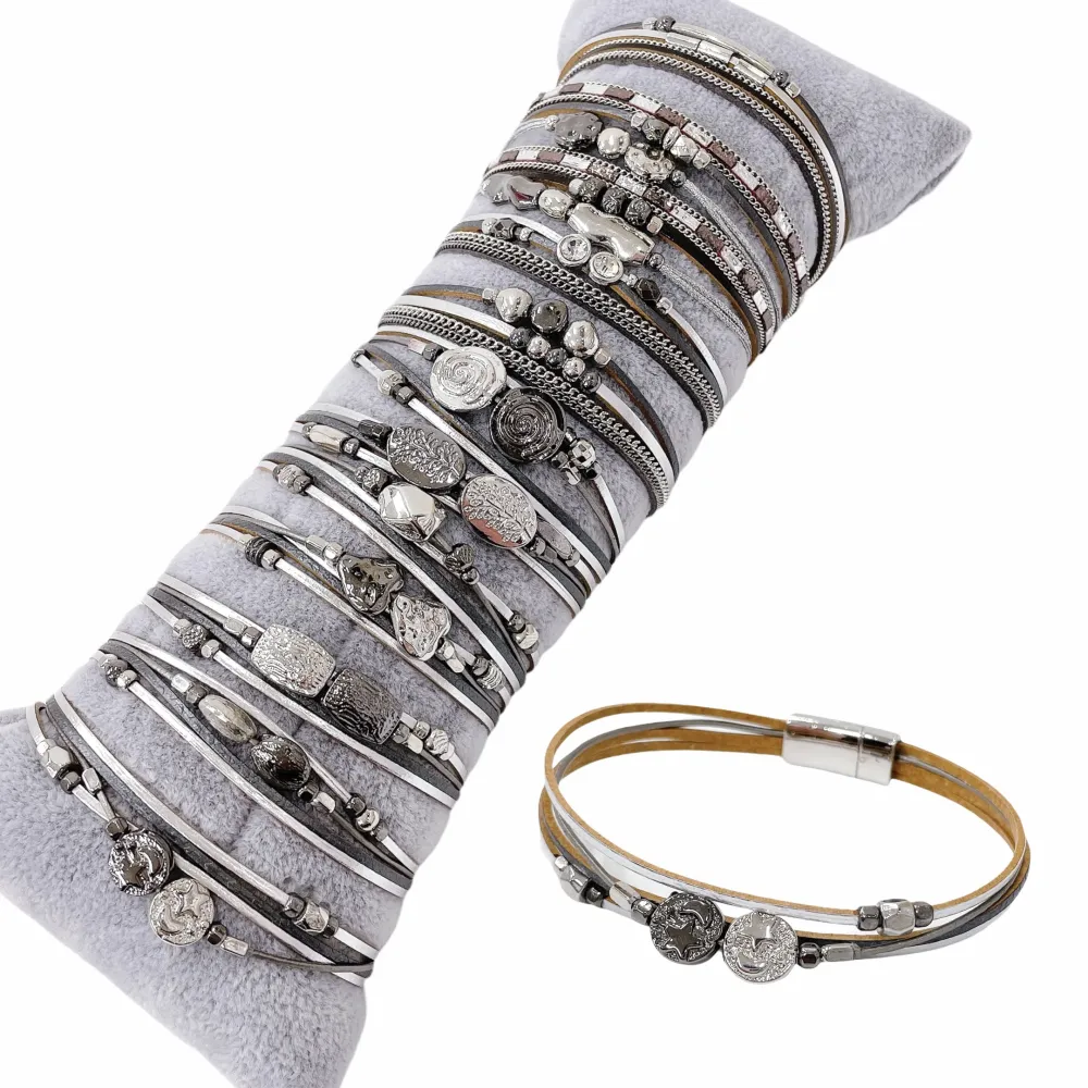 12Pz Bracciali +Cuscino in Omaggio - BPM176-230-Multifili con Charmes-12 Pz Bracciali