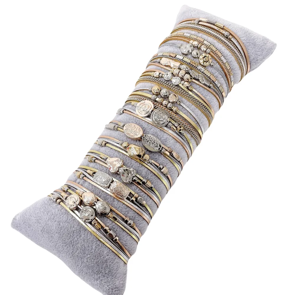 12Pz Bracciali +Cuscino in Omaggio - BPM176-230-Multifili con Charmes-12 Pz Bracciali