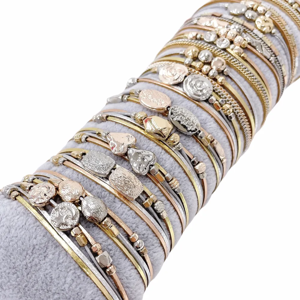 12Pz Bracciali +Cuscino in Omaggio - BPM176-230-Multifili con Charmes-12 Pz Bracciali