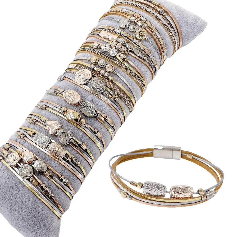 12Pz Bracciali +Cuscino in Omaggio - BPM176-230-Multifili con Charmes-12 Pz Bracciali