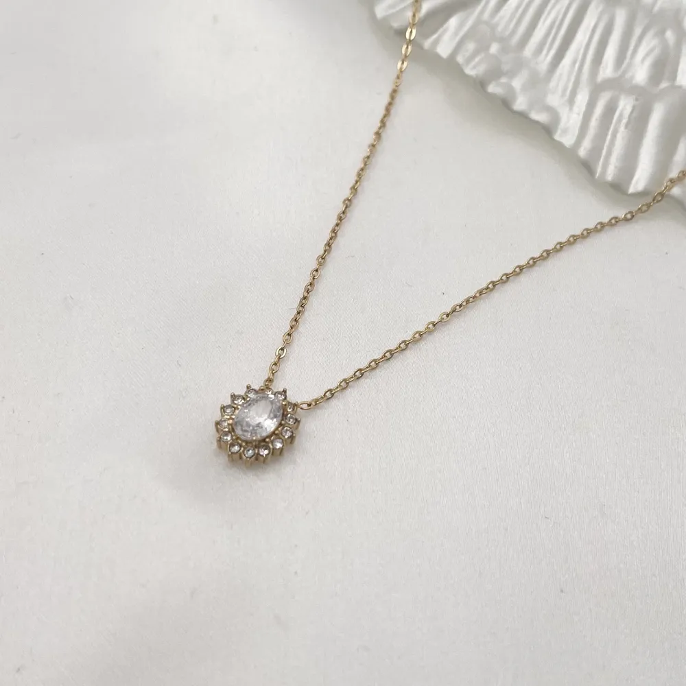 Pietra Ovale-Collana Corta in Acciaio - CAC-103-AA1276N