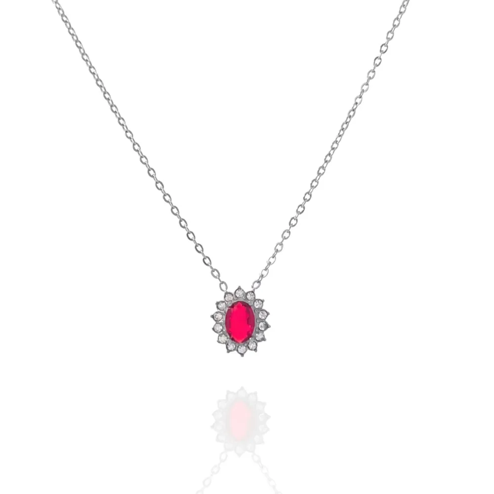 Pietra Ovale-Collana Corta in Acciaio - CAC-103-AA1276N