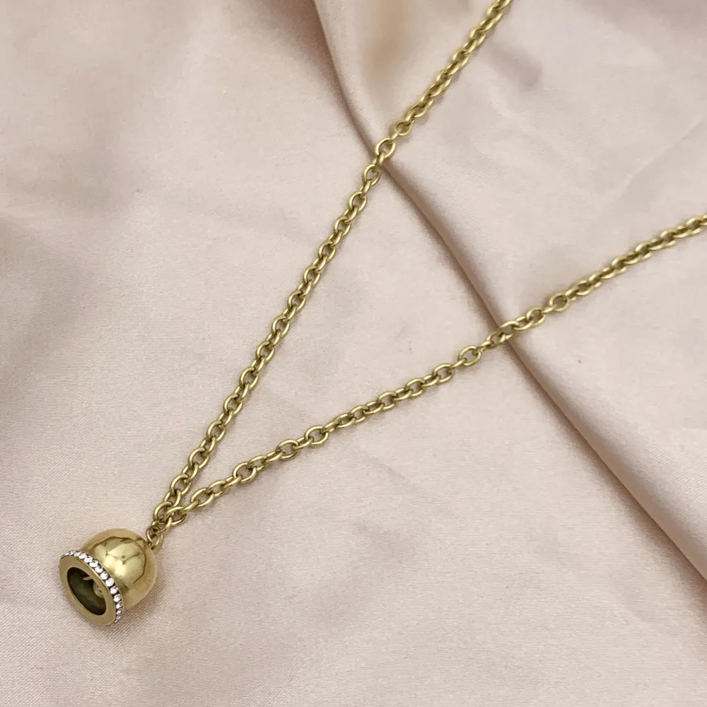 Campanello con Strass-Collana Corta in Acciaio - CAC-103-AA2358N