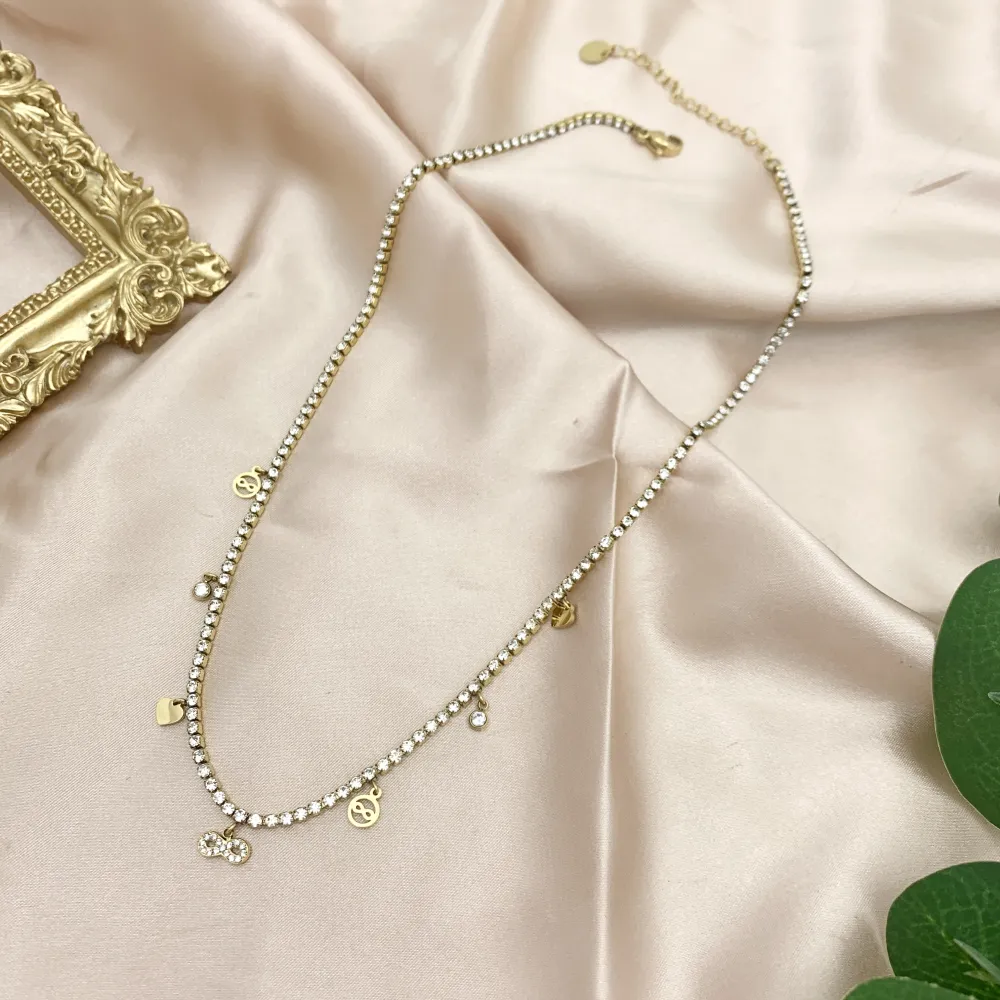 Tennis con Infinito-Collana Corta in Acciaio - CAC-103-AA2542N Infinito