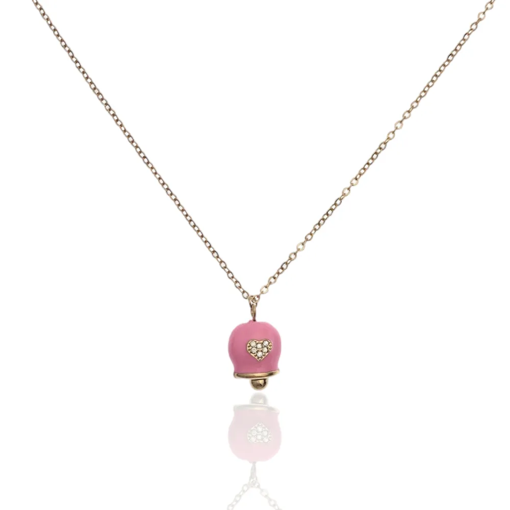 Campanello Smaltato con Cuore-Collana Girocollo in Acciaio - CAC-103-AA2700N