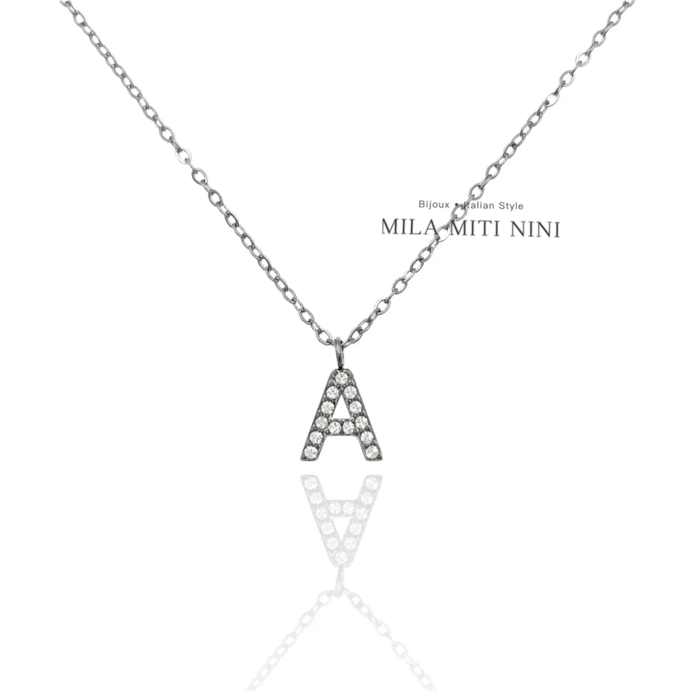Iniziale Argento-Collana Corta in Acciaio - CAC-103-AA311N