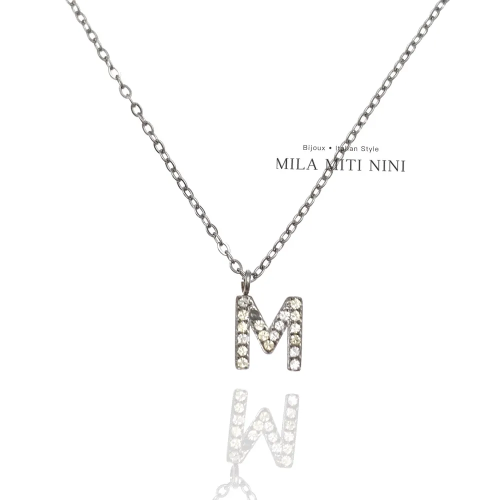 Iniziale Argento-Collana Corta in Acciaio - CAC-103-AA311N