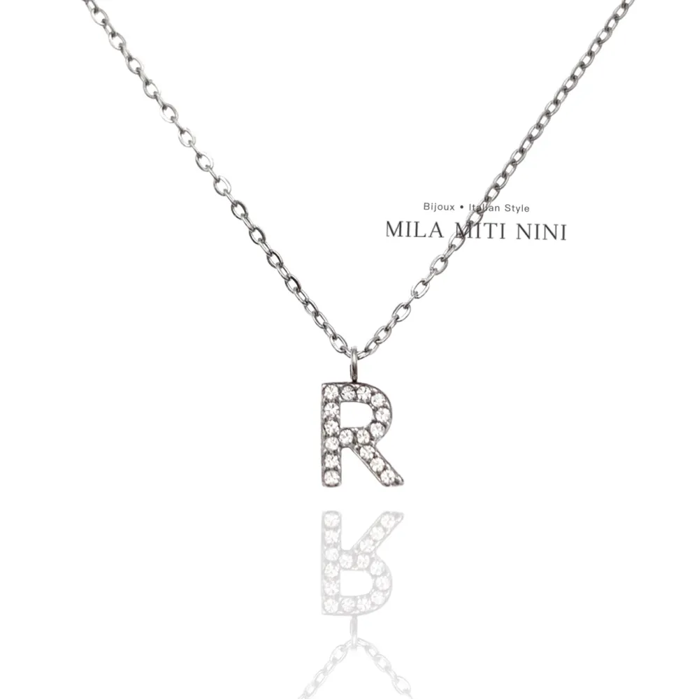Iniziale Argento-Collana Corta in Acciaio - CAC-103-AA311N