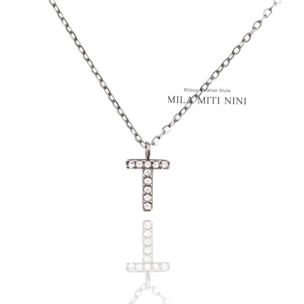 Iniziale Argento-Collana Corta in Acciaio - CAC-103-AA311N