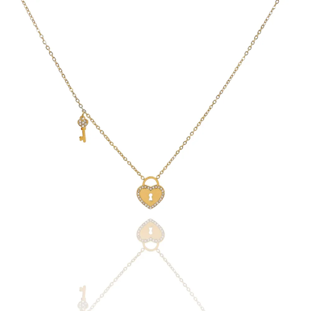 Cuore Chiave -Collana Corta in Acciaio - CAC-103-AA4162N