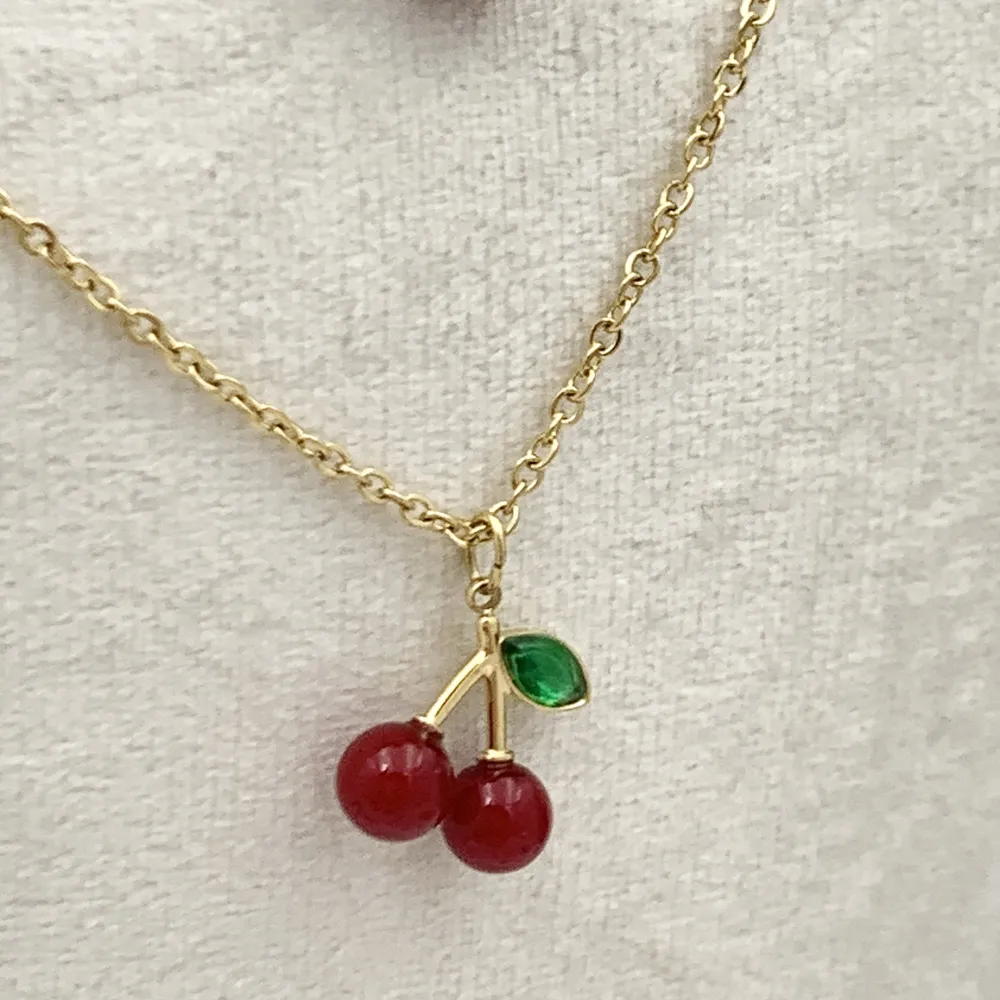 Ciliegia-Collana Corta in Acciaio - CAC-103-AA4532N