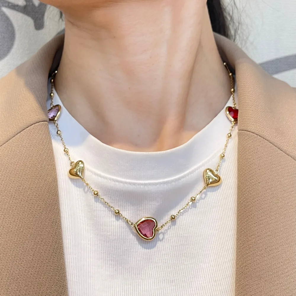 Cuore Zirconia-Collana Corta in Acciaio - CAC-103-AA5713N