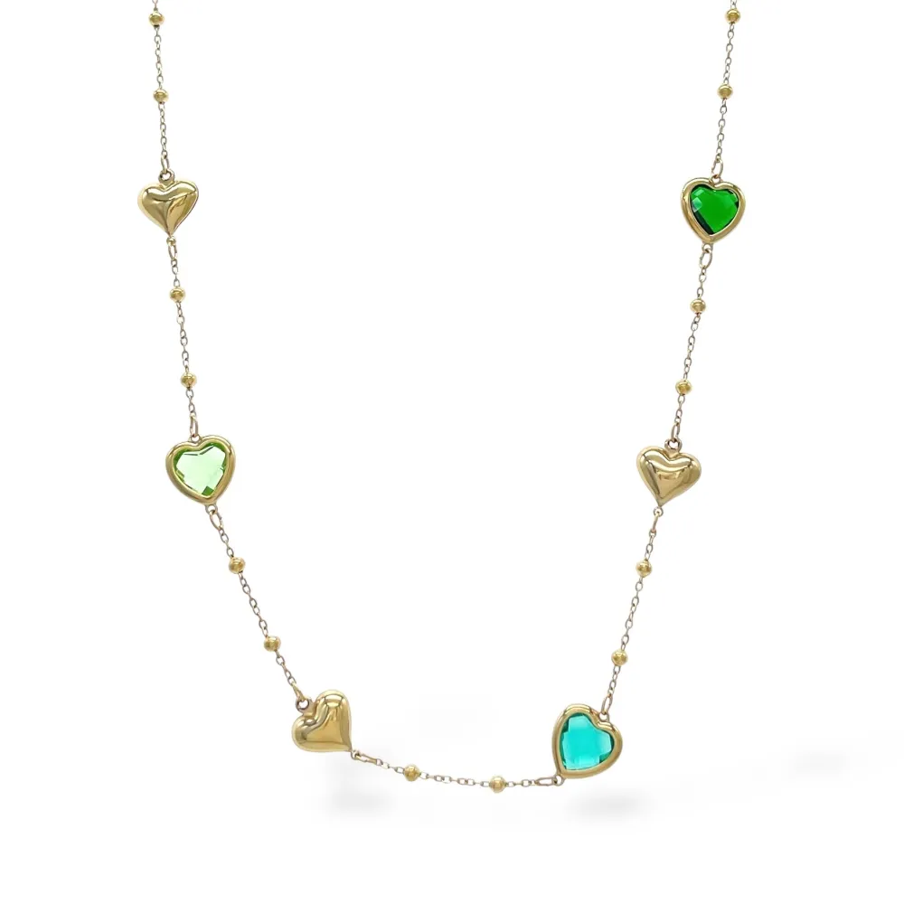 Cuore Zirconia-Collana Corta in Acciaio - CAC-103-AA5713N