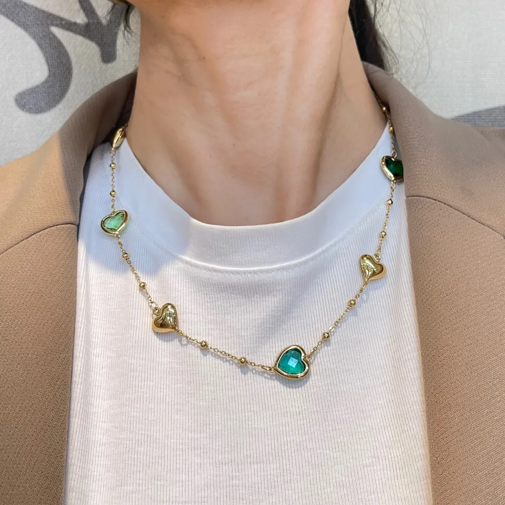 Cuore Zirconia-Collana Corta in Acciaio - CAC-103-AA5713N