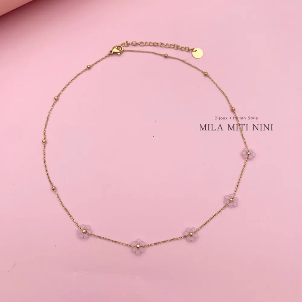 Margherita Cristallo-Collana Corta in Acciaio - CAC-103-AA67N