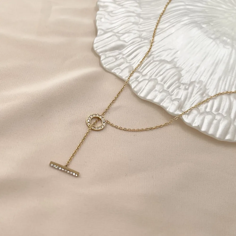 Cerchio con Barra-Collana Corta in Acciaio - CAC-103-AA729N