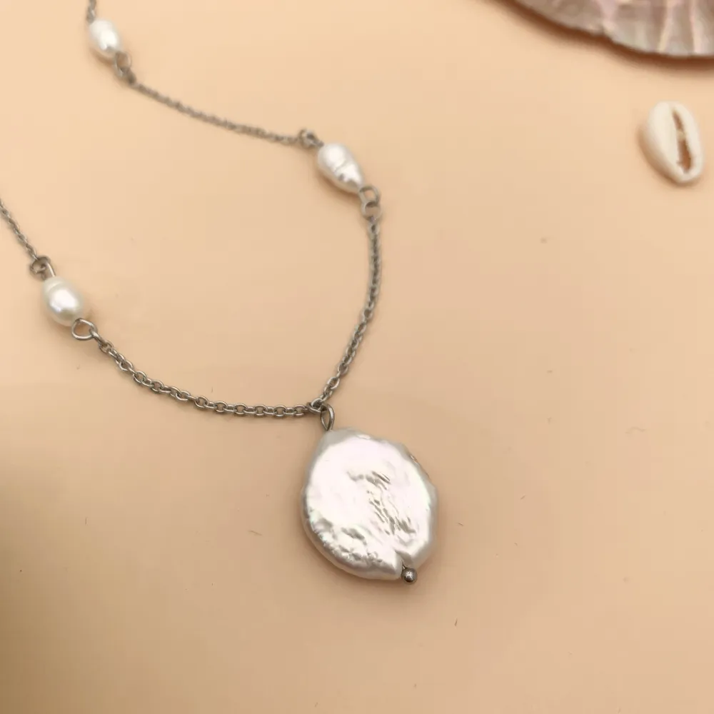 CAC7604-Perla -Collana Corta in Acciaio - CAC-104-SD-102