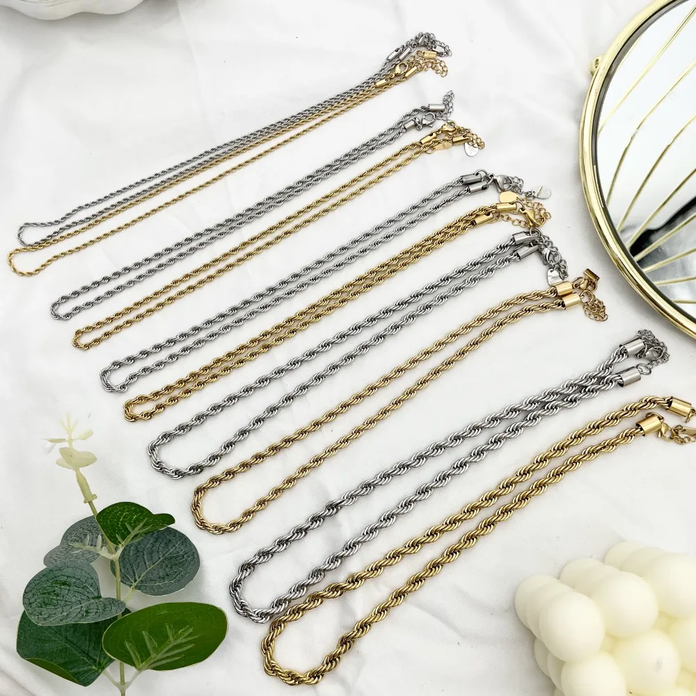 Torchon 3mm-Collana Corta in Acciaio - CAC-413-1584 3mm