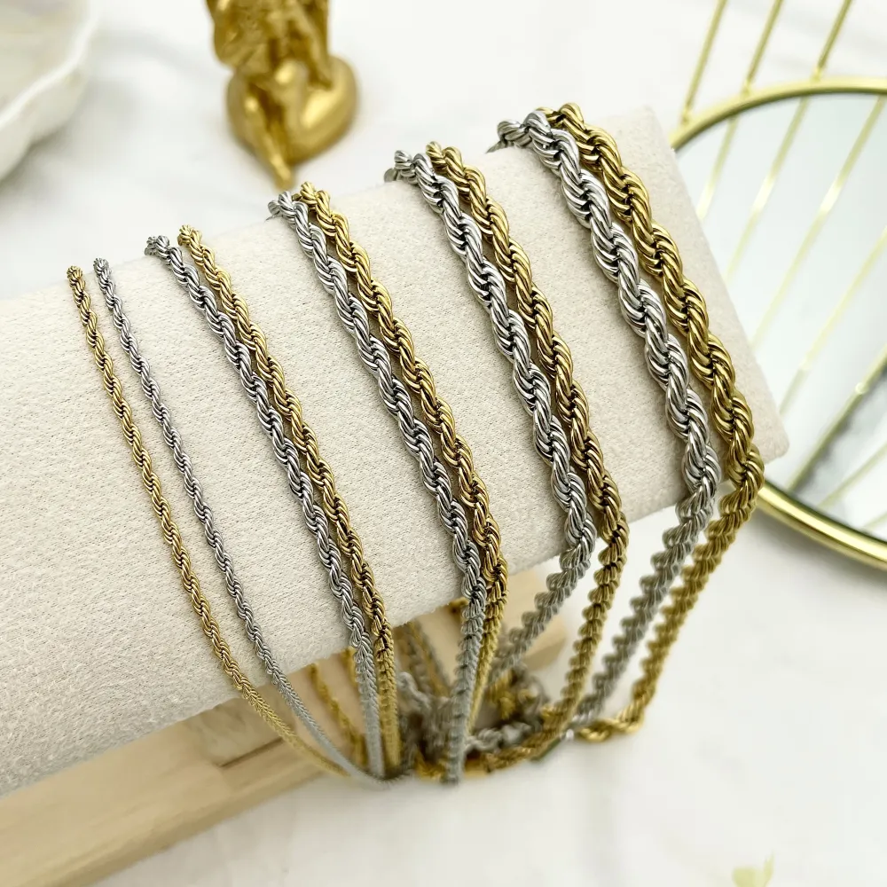 Torchon 3mm-Collana Corta in Acciaio - CAC-413-1584 3mm