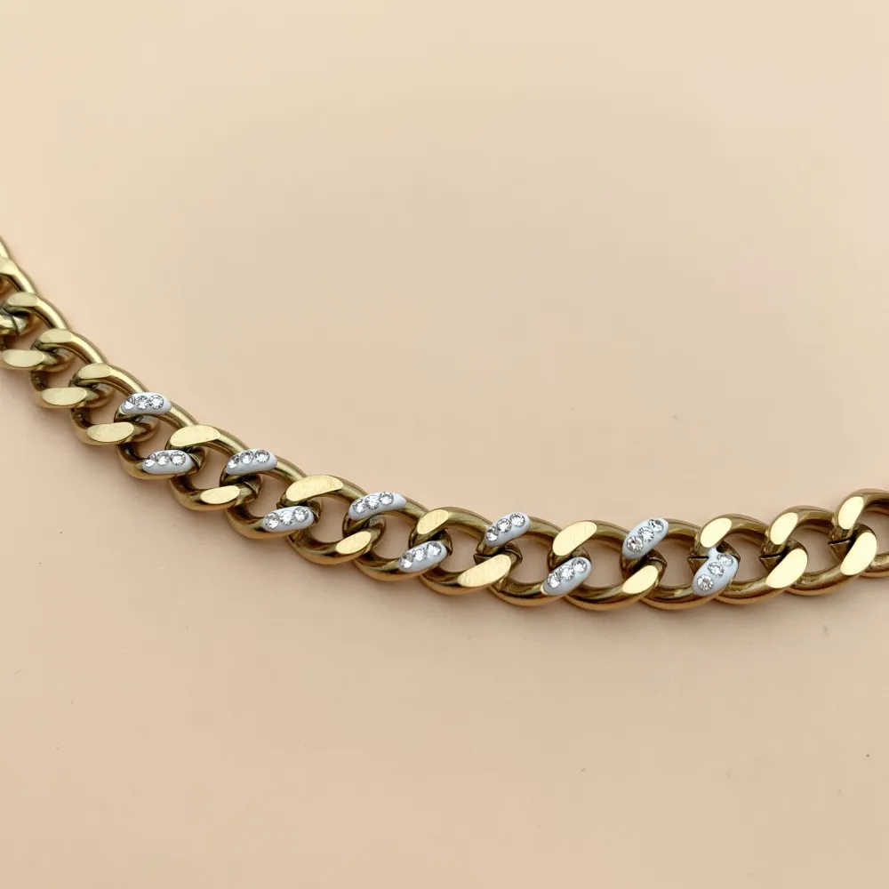 CAC7580-Catena con Strass -Collana Corta in Acciaio - CAC-413-2183