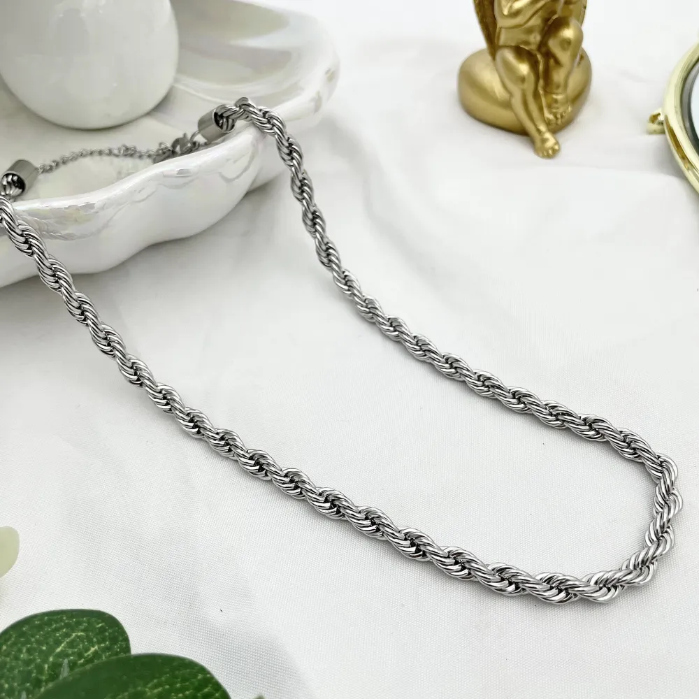 Torchon 6mm-Collana Corta in Acciaio - CAC-413-6mm