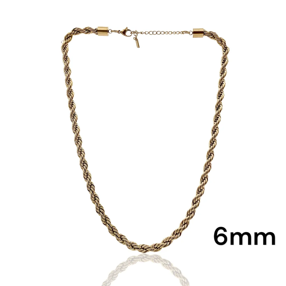 Torchon 6mm-Collana Corta in Acciaio - CAC-413-6mm