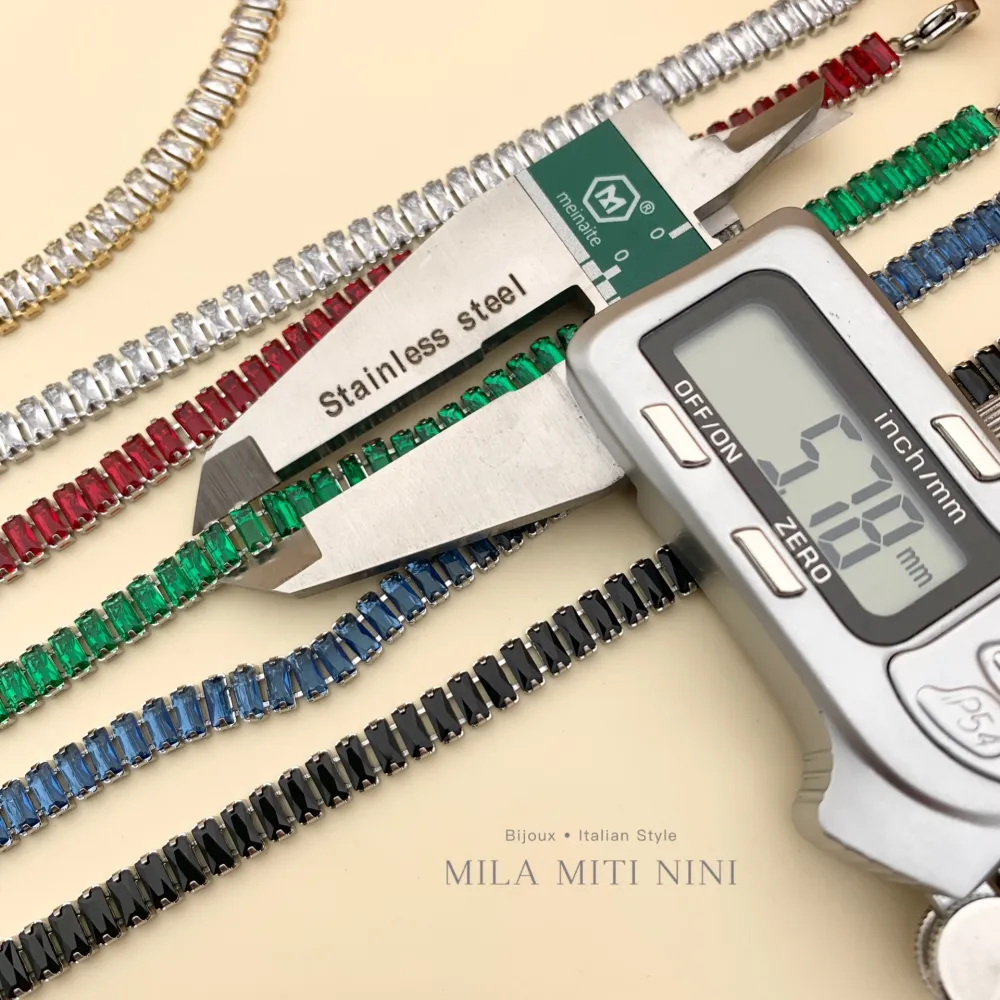 Tennis Rettangolare-Collana Corta in Acciaio - CAC600-B131