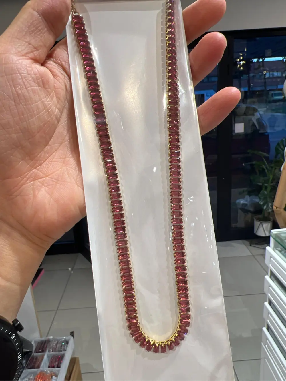 Tennis Rettangolare-Collana Corta in Acciaio - CAC600-B131