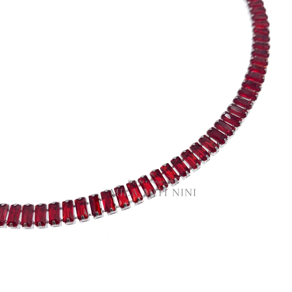 Tennis Rettangolare-Collana Corta in Acciaio - CAC600-B131