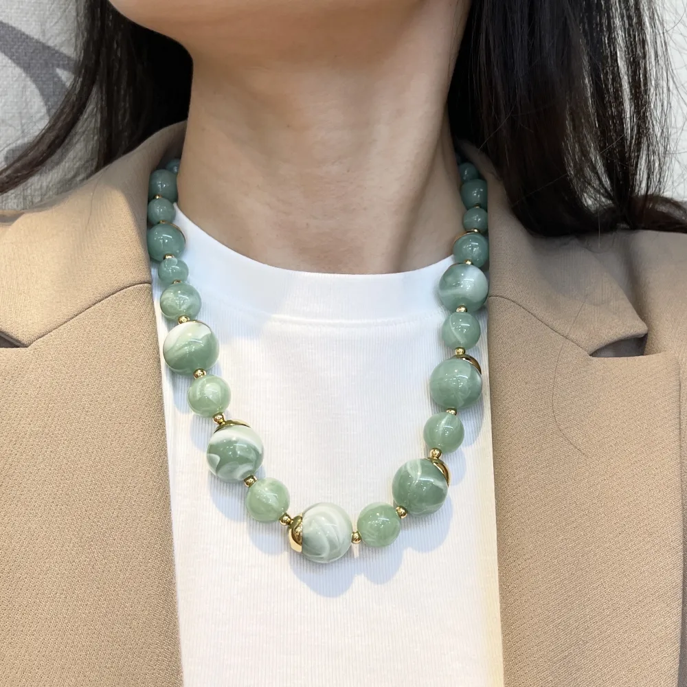 Palline Colorate -Collana Corta in Acciaio - CAC-732-426