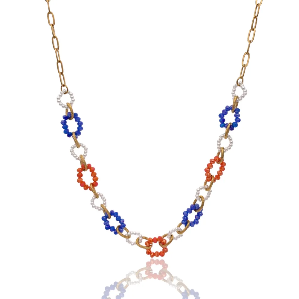 Catena con Perline-Collana Corta in Acciaio - CAC-735-21