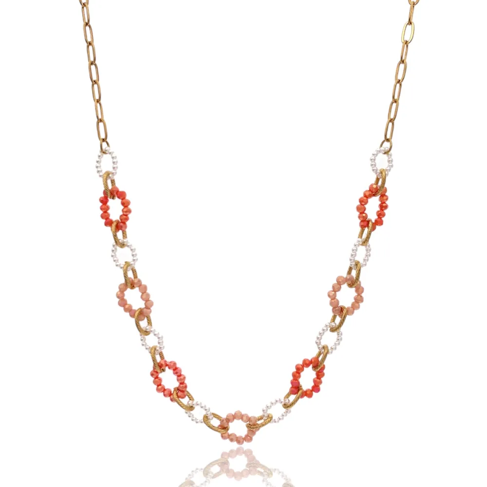 Catena con Perline-Collana Corta in Acciaio - CAC-735-21