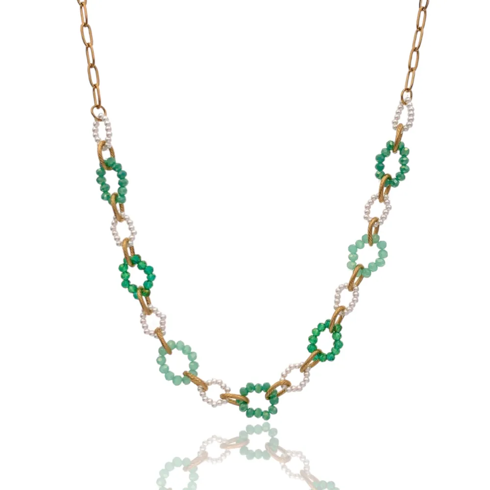 Catena con Perline-Collana Corta in Acciaio - CAC-735-21