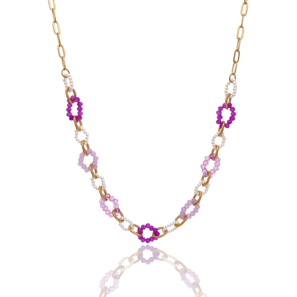 Catena con Perline-Collana Corta in Acciaio - CAC-735-21