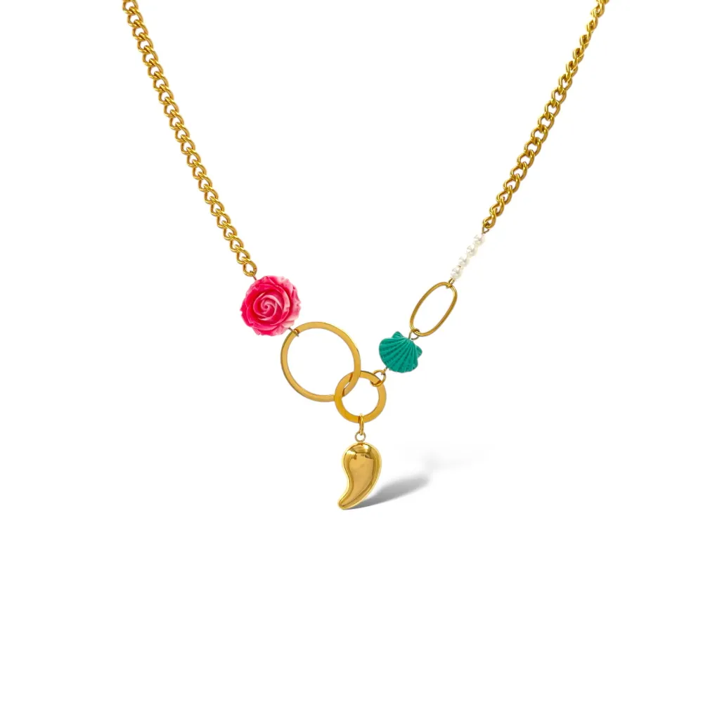 Fiore conchiglia -Collana Corta in Acciaio - CAC-765-09