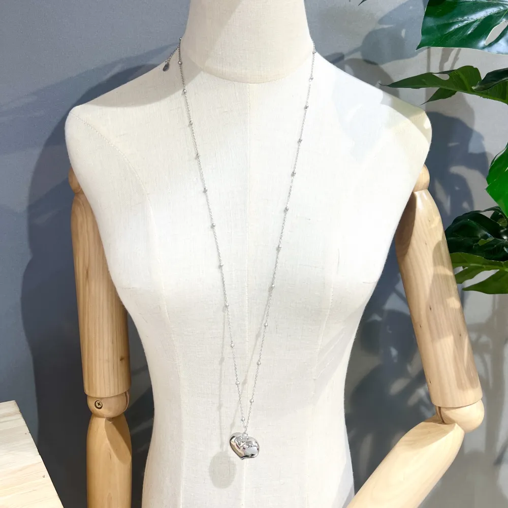 Chiama Angeli Cuore 30cm -Collana Lunga in Acciaio - CAL-413-1537