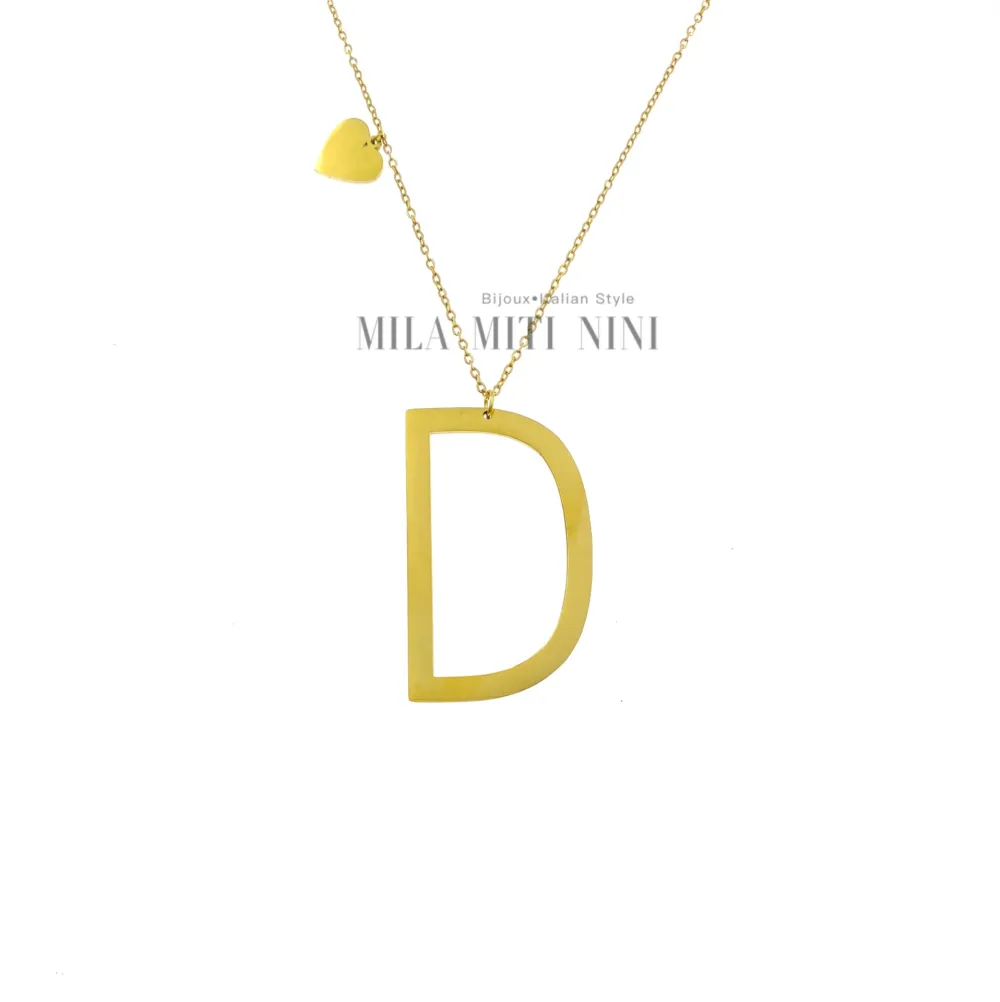 CAL413-1543-Iniziale ORO GIALLO-Collana Lunga in Acciaio - CAL413-1543-Iniziale ORO GIALLO-Collana Lunga in Acciaio