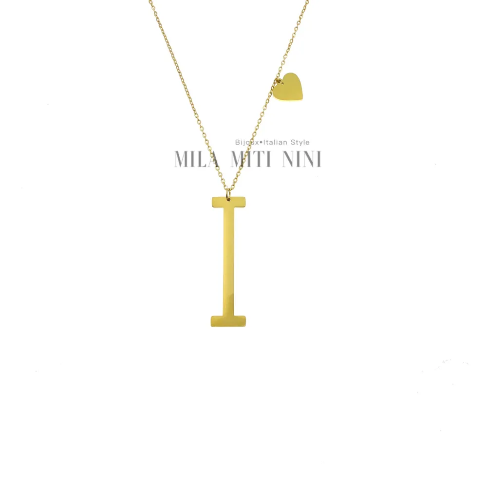 CAL413-1543-Iniziale ORO GIALLO-Collana Lunga in Acciaio - CAL413-1543-Iniziale ORO GIALLO-Collana Lunga in Acciaio