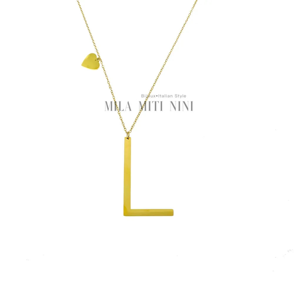 CAL413-1543-Iniziale ORO GIALLO-Collana Lunga in Acciaio - CAL413-1543-Iniziale ORO GIALLO-Collana Lunga in Acciaio