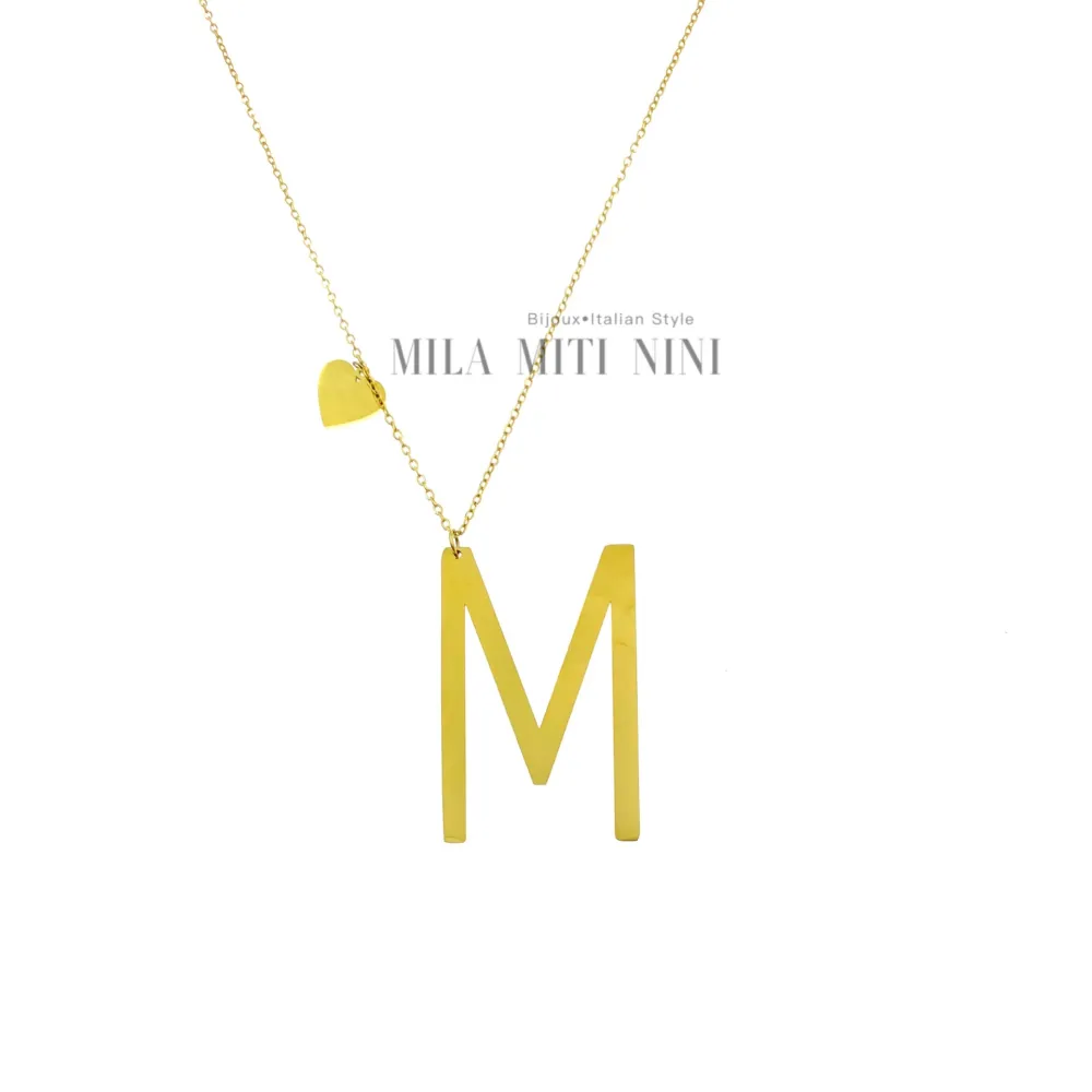 CAL413-1543-Iniziale ORO GIALLO-Collana Lunga in Acciaio - CAL413-1543-Iniziale ORO GIALLO-Collana Lunga in Acciaio