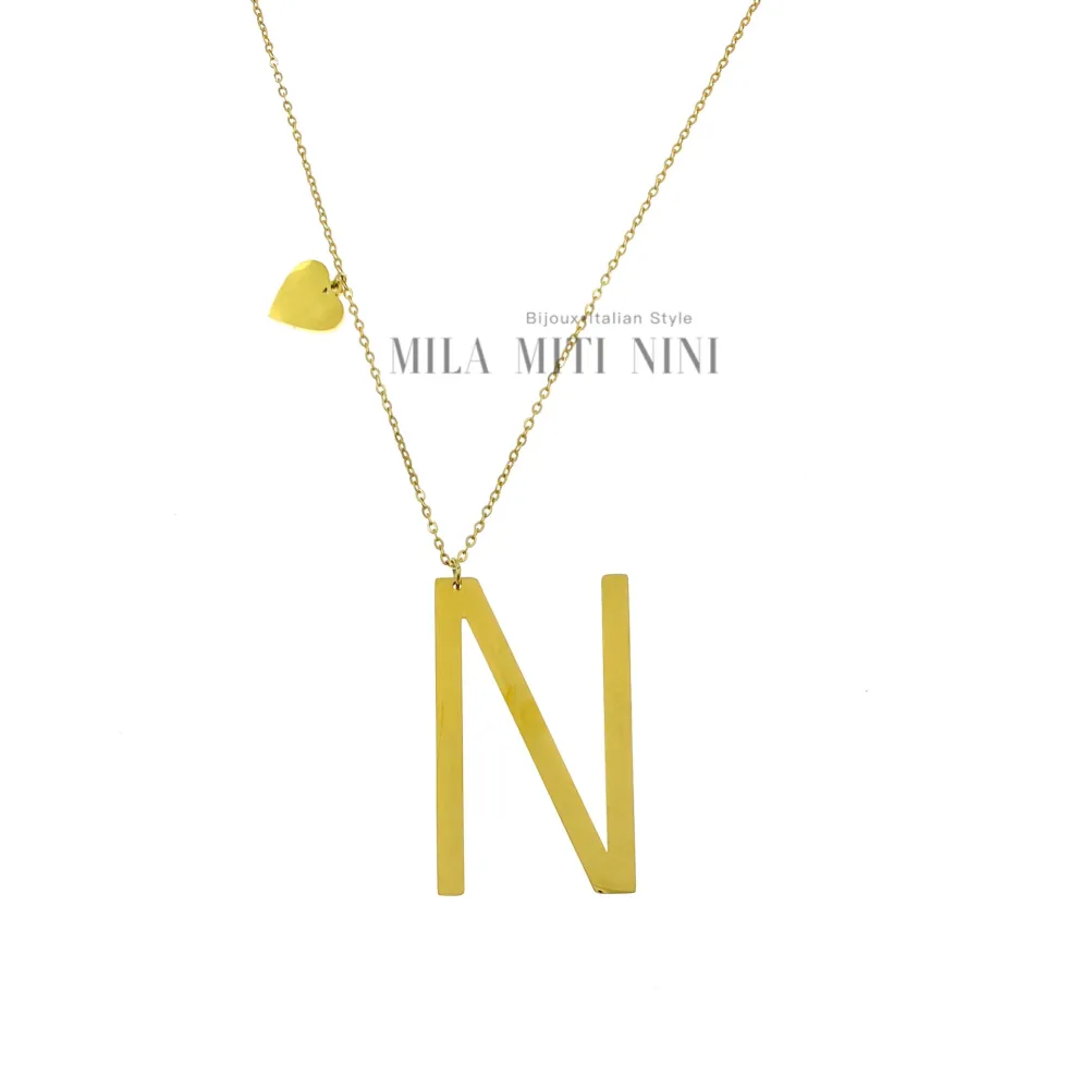 CAL413-1543-Iniziale ORO GIALLO-Collana Lunga in Acciaio - CAL413-1543-Iniziale ORO GIALLO-Collana Lunga in Acciaio