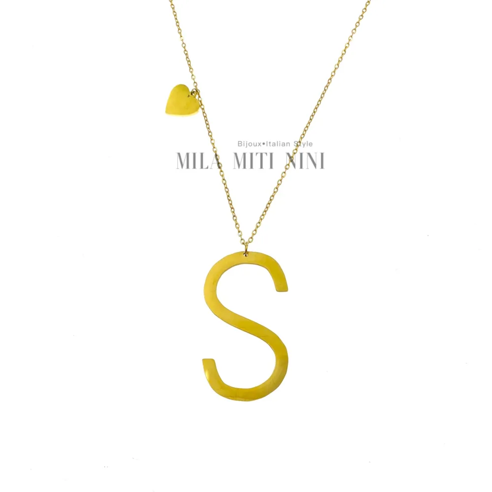 CAL413-1543-Iniziale ORO GIALLO-Collana Lunga in Acciaio - CAL413-1543-Iniziale ORO GIALLO-Collana Lunga in Acciaio
