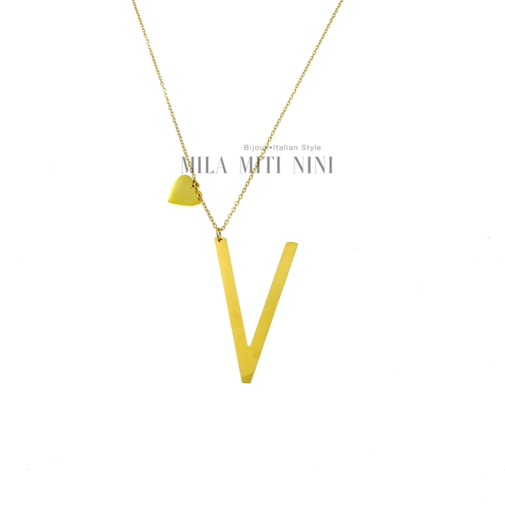 CAL413-1543-Iniziale ORO GIALLO-Collana Lunga in Acciaio - CAL413-1543-Iniziale ORO GIALLO-Collana Lunga in Acciaio