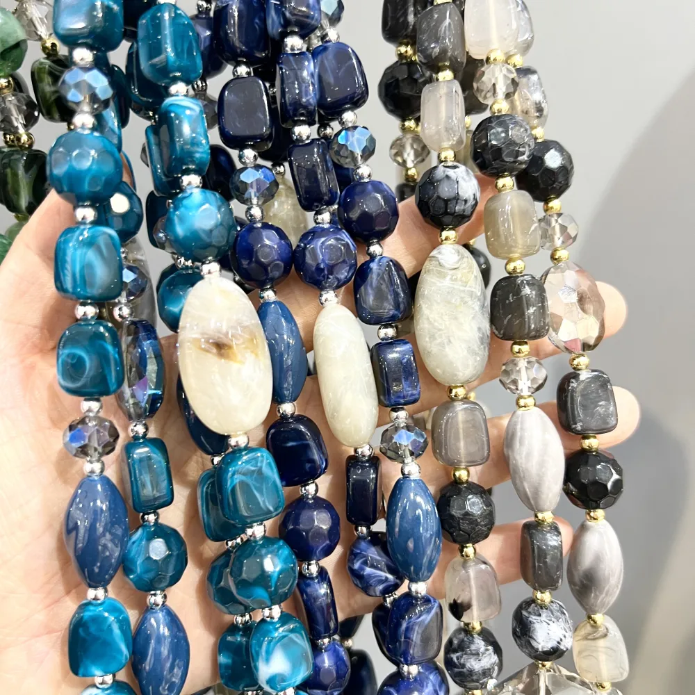 Multifilo Effetto Pietra-Collana Corta Moda - CMC-401-34S