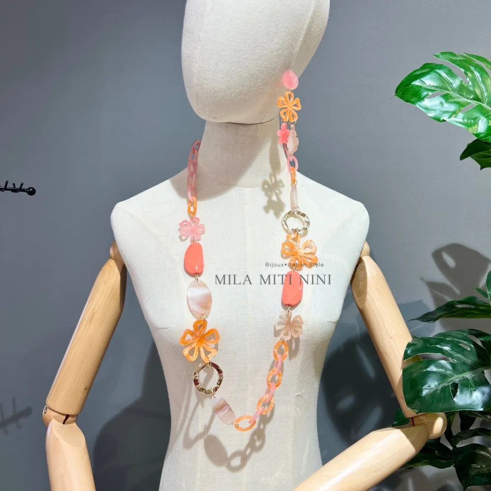 Fiore-Collana Lunga in Resina - CML-13583