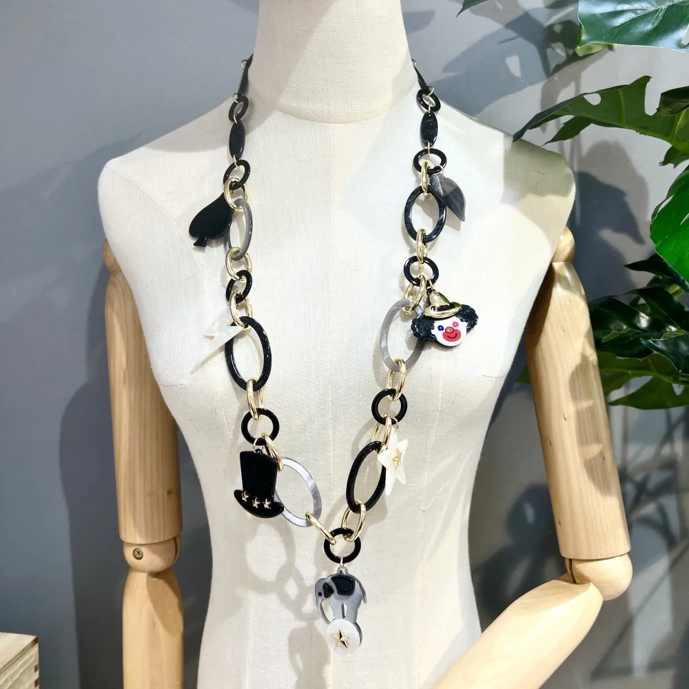 Circo Elefante Clown-Collana Lunga Moda in Resina - CML-16151-A