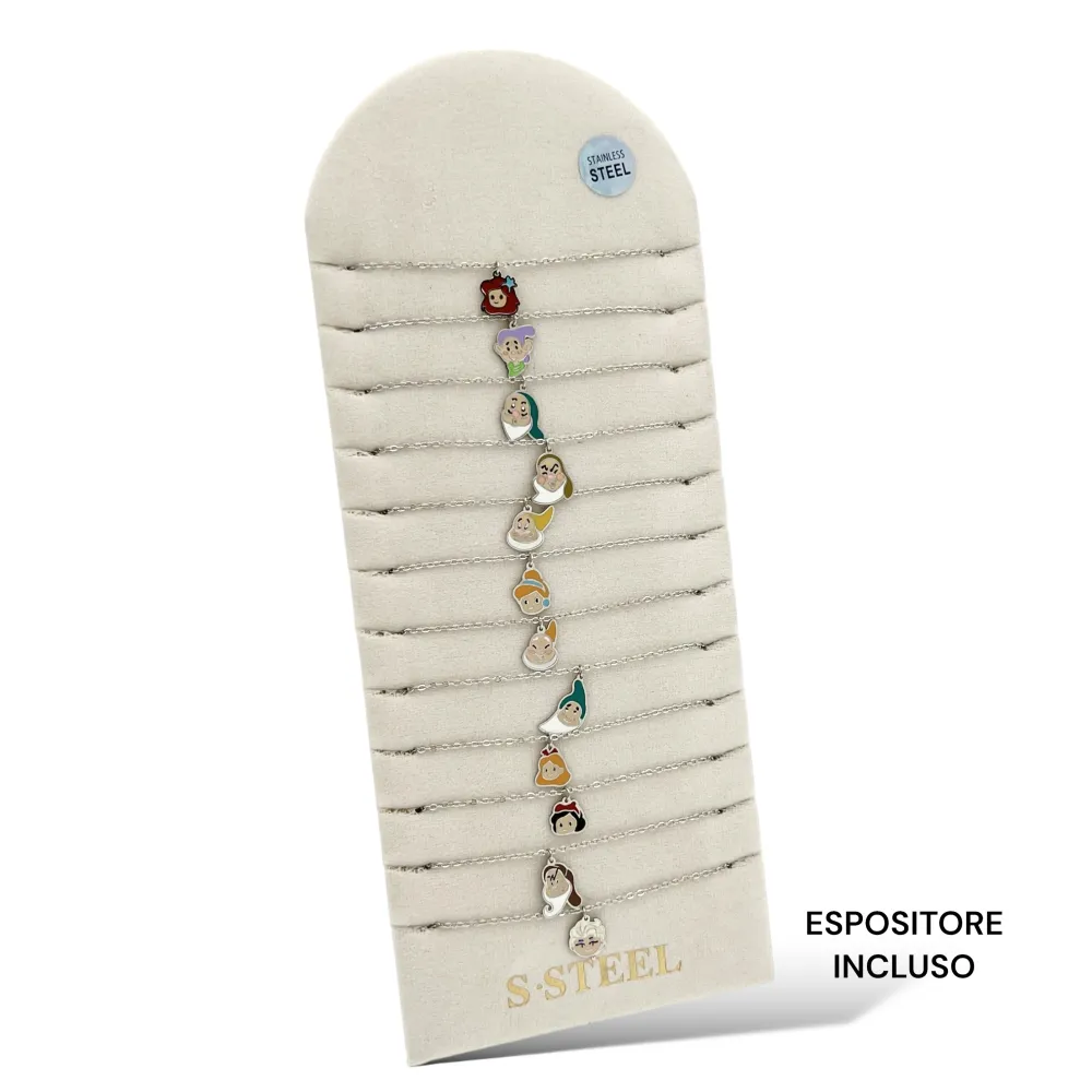 Favola Sette Nanni -12pz Collane in Acciaio - CPA-103-AA4072-4083N