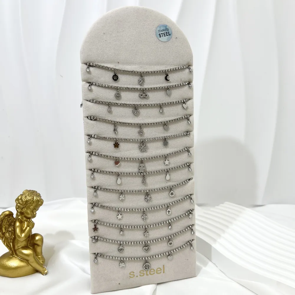 Tennis con Ciondoli-12pz Collane in Acciaio - CPA-103-AA4127N